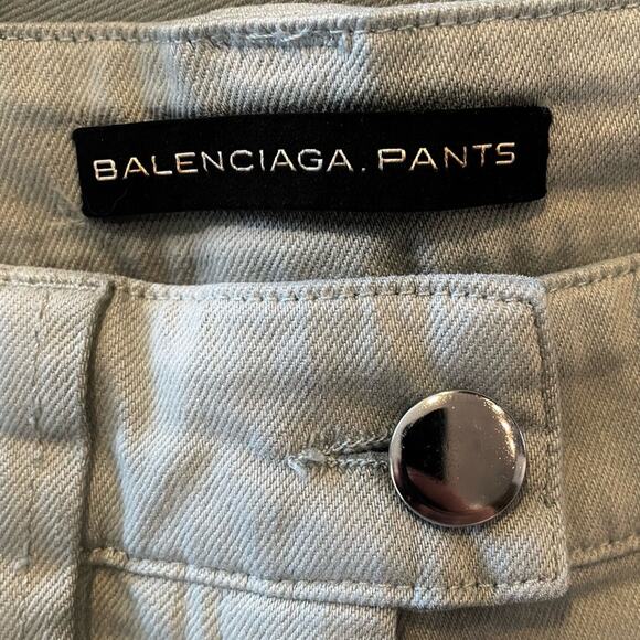 BALENCIAGA SLIM STRAIGHT LEG TWILL PANTS SOFT MINT GREEN EU 34 USA 2 - Picture 5 of 7
